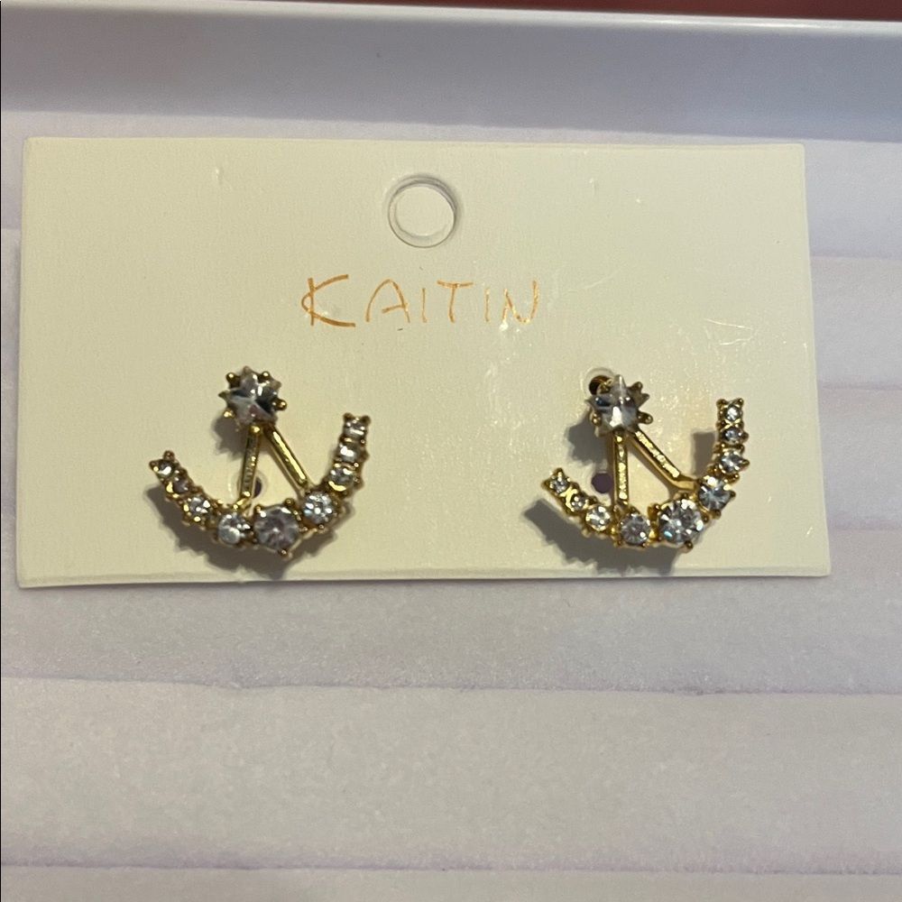 Katin Gold Crescent and Silver Star Earrings